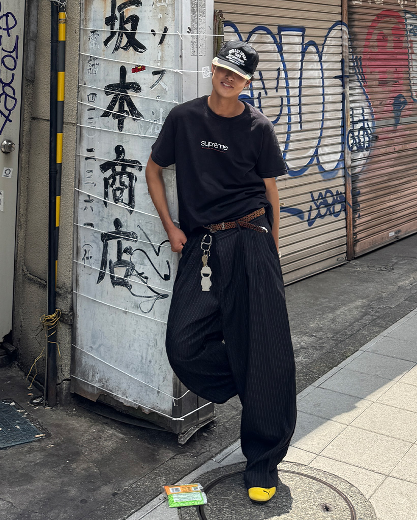 ユニセックス）ダブルタック入りストライプスラックス