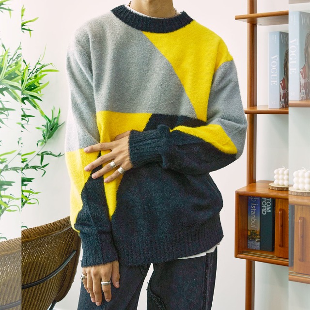 taupe マルチカラーニット TAUPE - トープ - Lineart Loose Tilden Knit - ラインアート