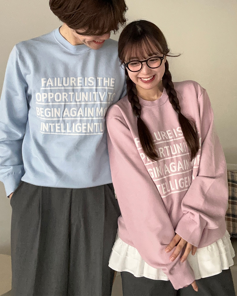 （ユニセックス）パステルレタリングニット