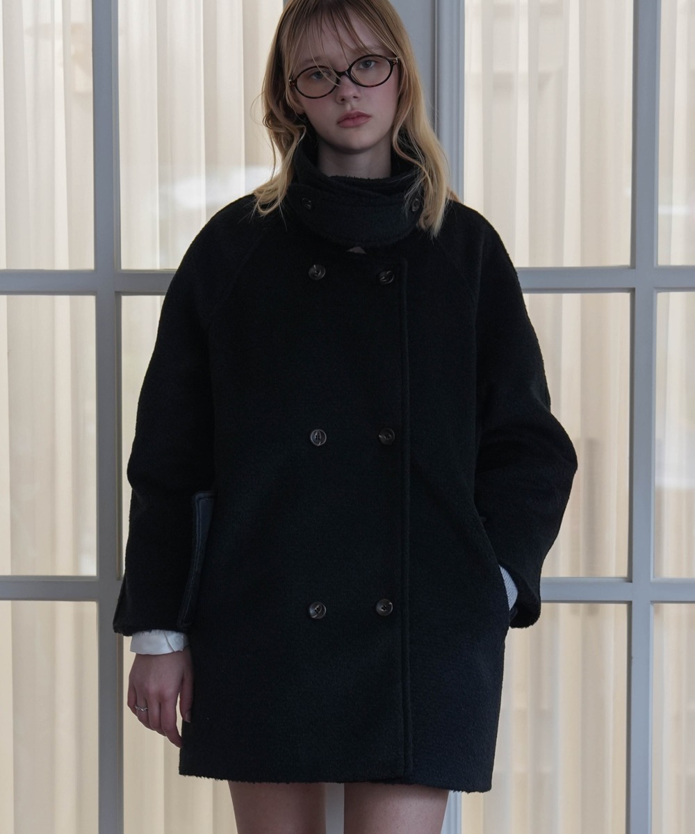 Wool Double Half Coat [Black]