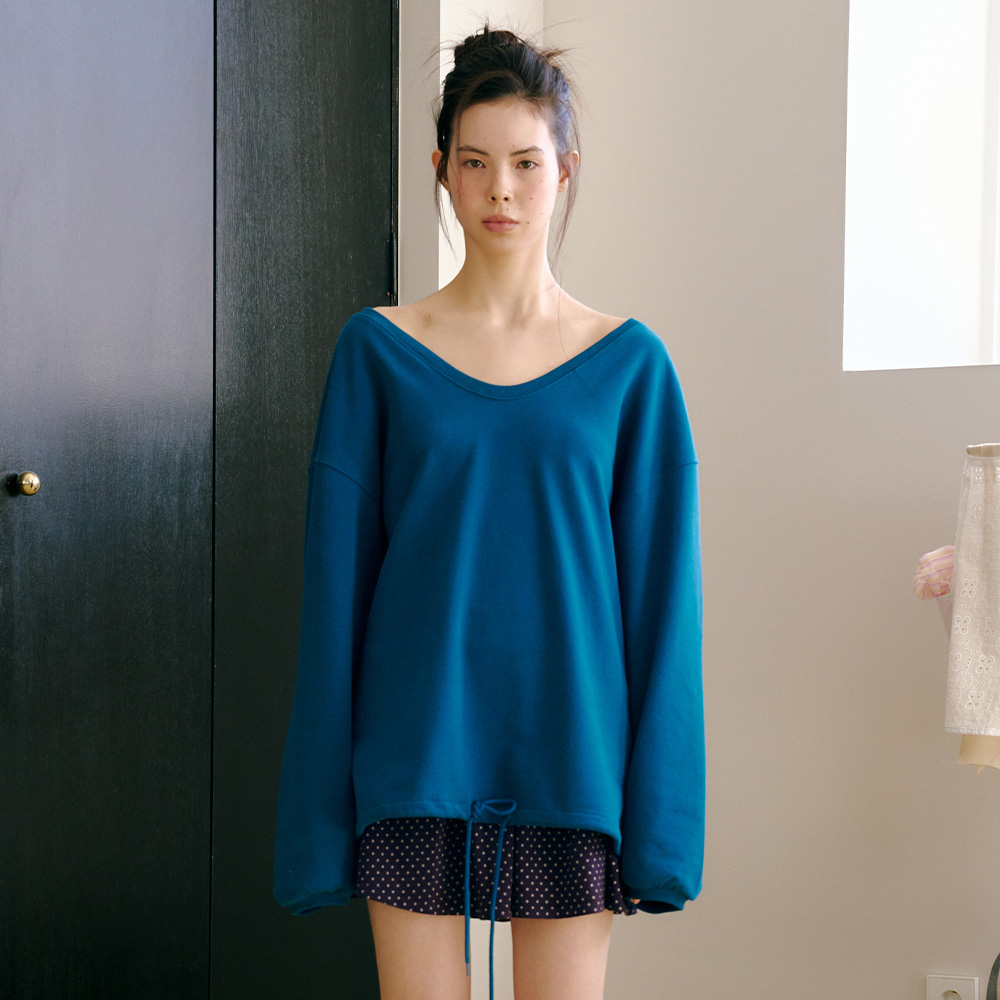 Deep V-Neck Tee, Teal Green