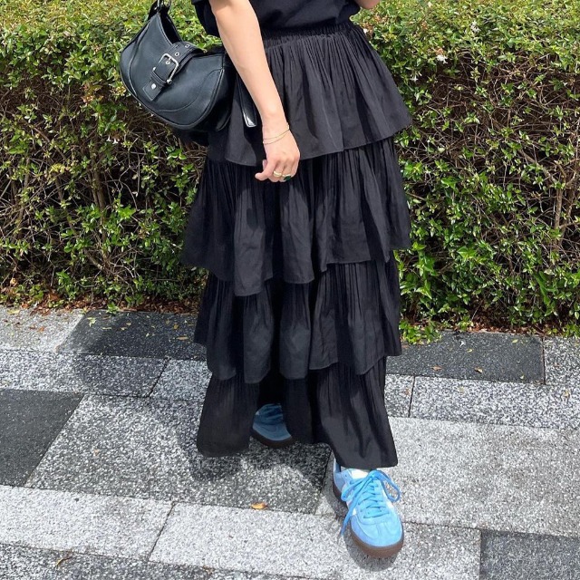 DRAWER ティアード　ロングスカート　黒 ティアードロングスカート【プラス企画】|レリアン プラスハウス