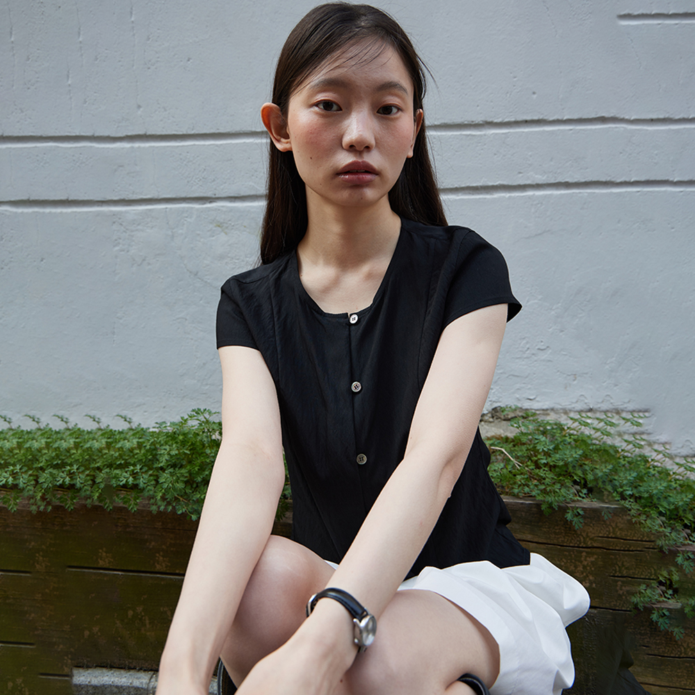 Cap sleeve blouse_BLACK
