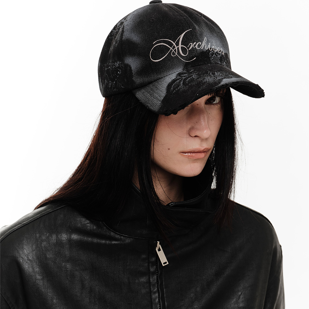 LACE SPRAYED CAP (BLACK)