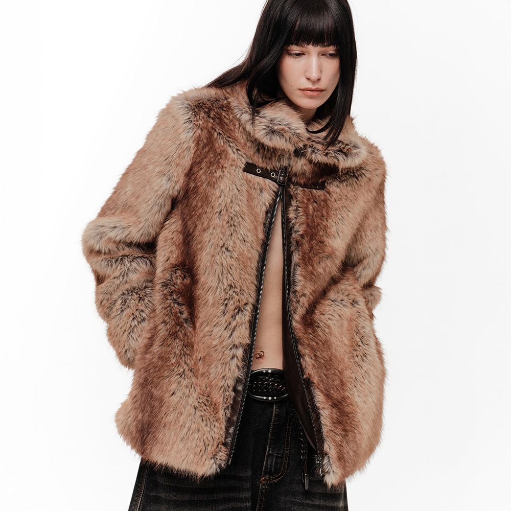 ROCHE FAUX FUR JACKET (BROWN)