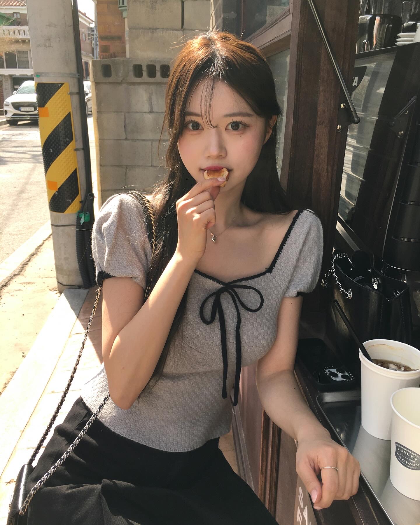 original]リボンバイカラー半袖ニット | ファッション通販サイト