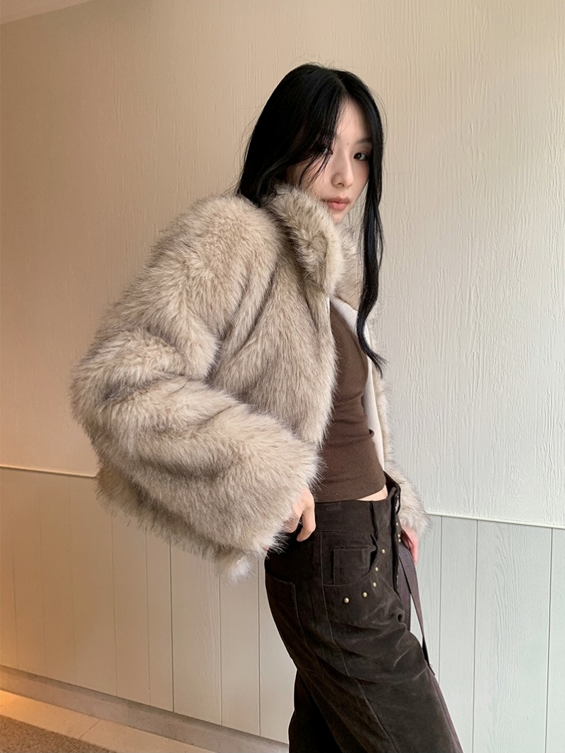 ナチュラルカラー ファー ジップアップジャケット | ファッション通販