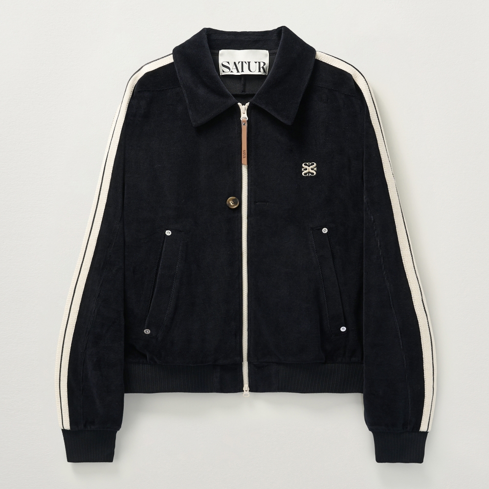 Lawton Velour Track Zip-up Jacket - Black | ファッション通販