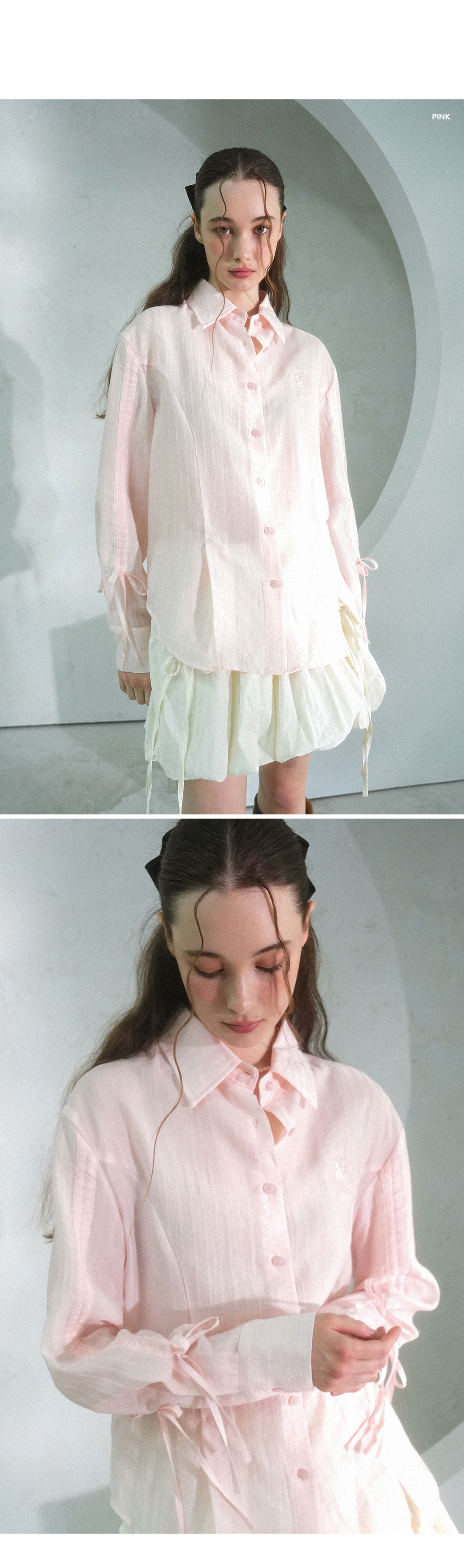 Citrus Shirring Point Shirt PINK | ファッション通販サイト NUGU