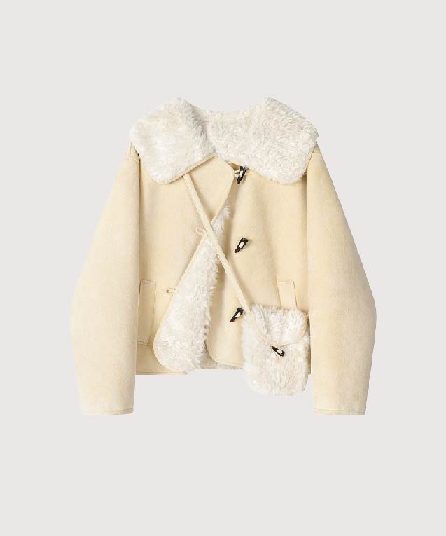 バッグ付きセーラーカラーフェイクファーコート | ファッション通販