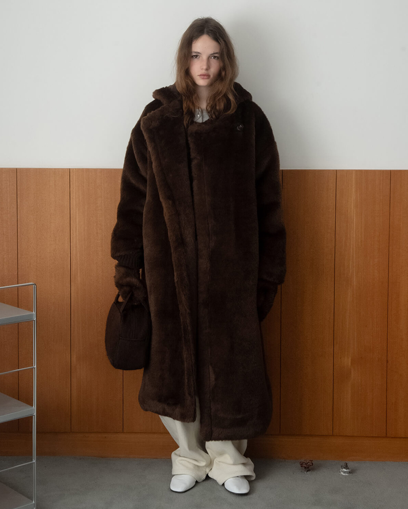Brown Teddy Shearling Hooded Coat