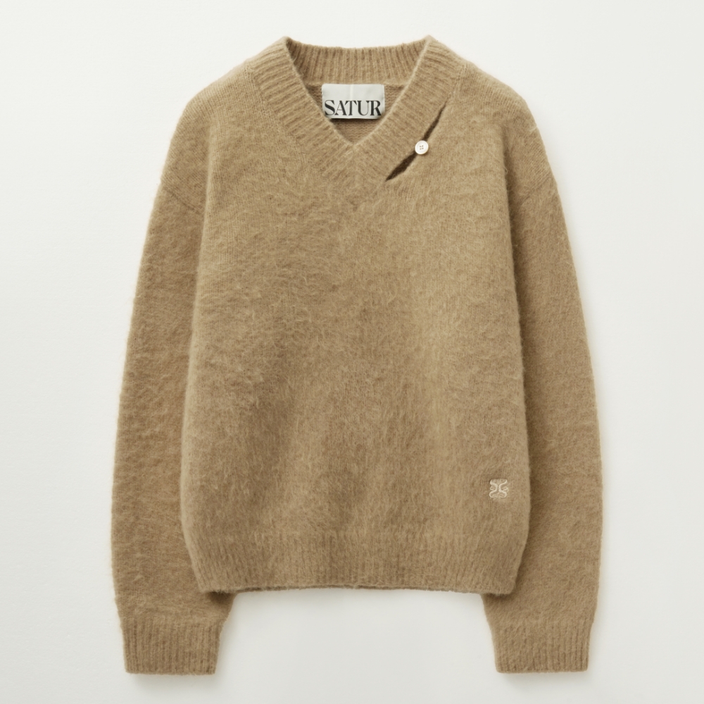 ニット・セーター SATUR [Park Gyu-young PICK] Essen Two-Tone Mohair Pullover K Essen Two Tone Mohair Pullover Knit - Pink | ファッション
