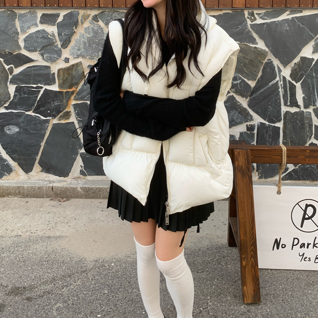 ユニセックス]フード付きダウンベスト | ファッション通販サイト