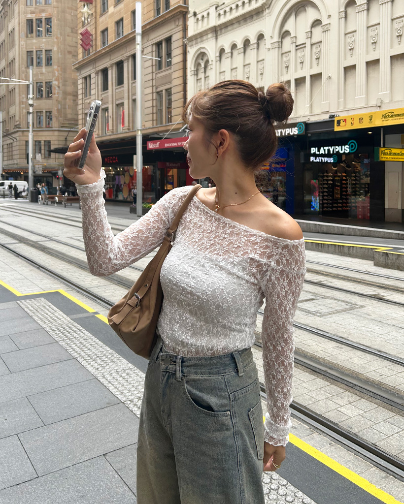 シースルーレースロングスリーブTシャツ | ファッション通販サイト NUGU