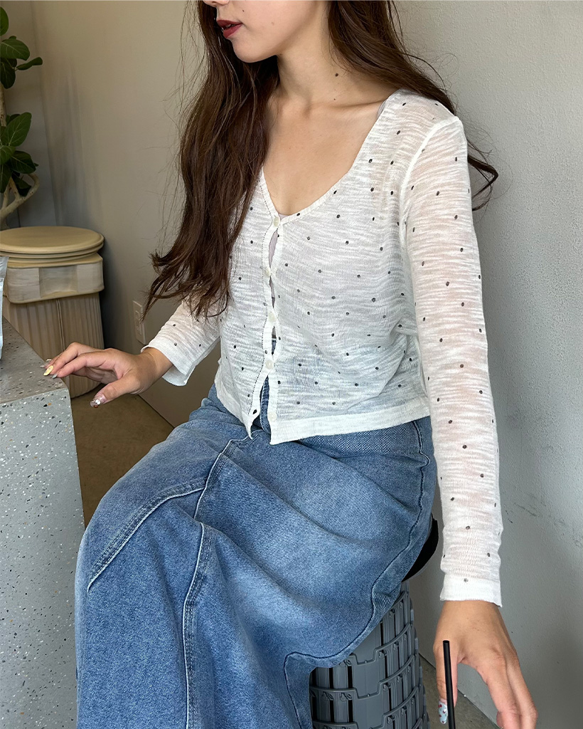 カラフルドット柄カーディガン | ファッション通販サイト NUGU