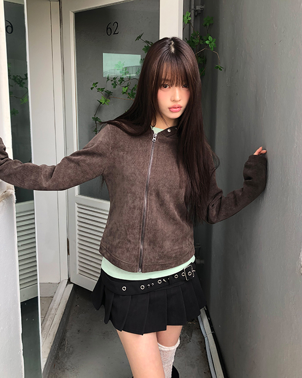 ハイネックボタン付きジップアップパーカー | ファッション通販サイト NUGU