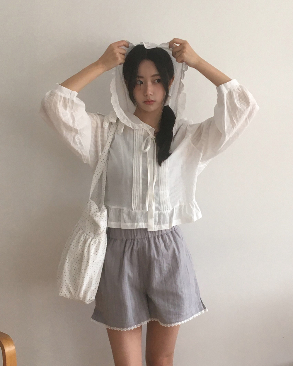 フリルフードTシャツ レースフリルフード付きシャツ | ファッション通販サイト NUGU