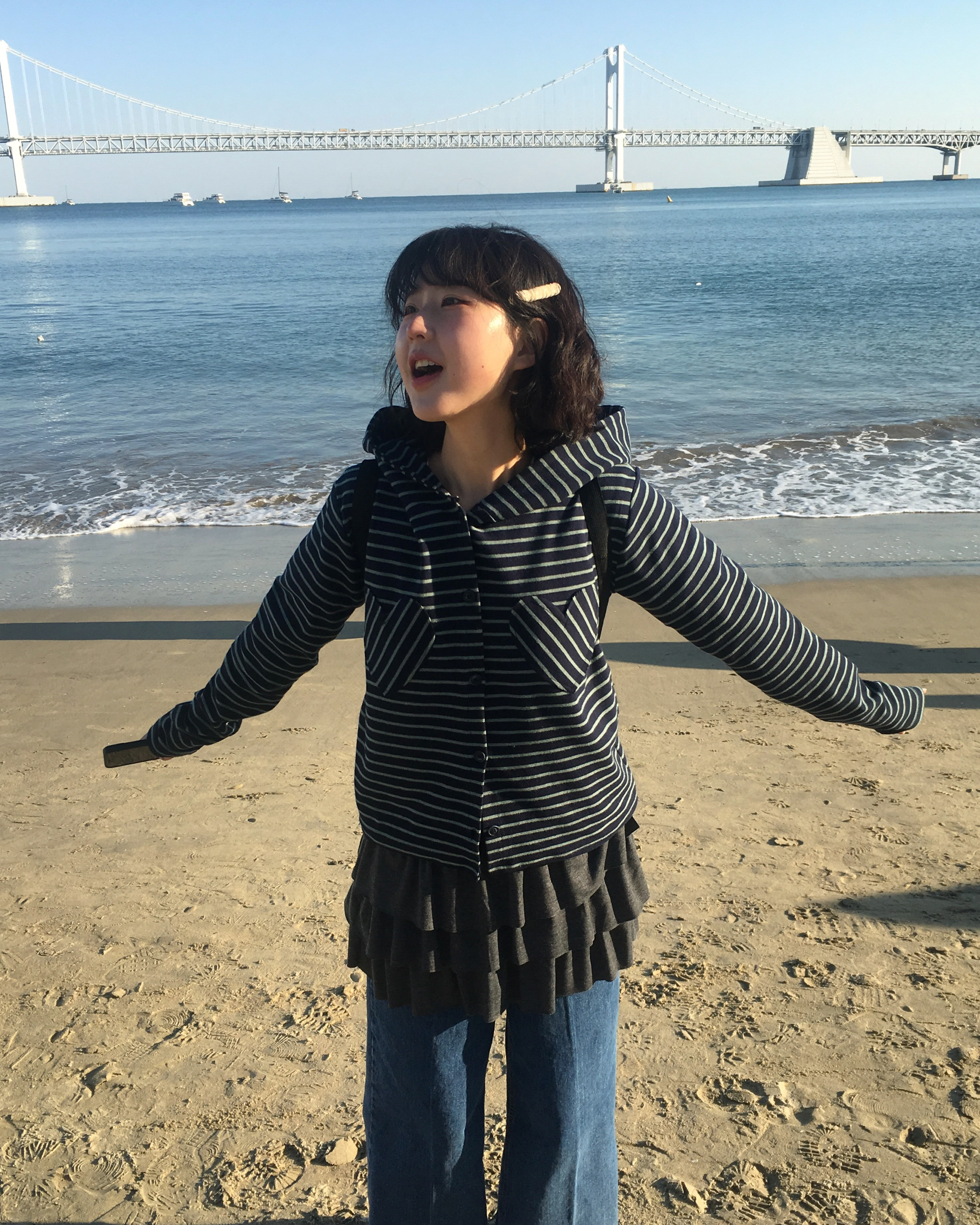 Solボーダーt SOL soonerorlater / BORDER L/S TEE / WHITE & NA