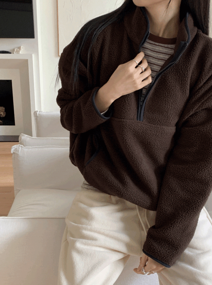 フリース ハーフジップ スウェット