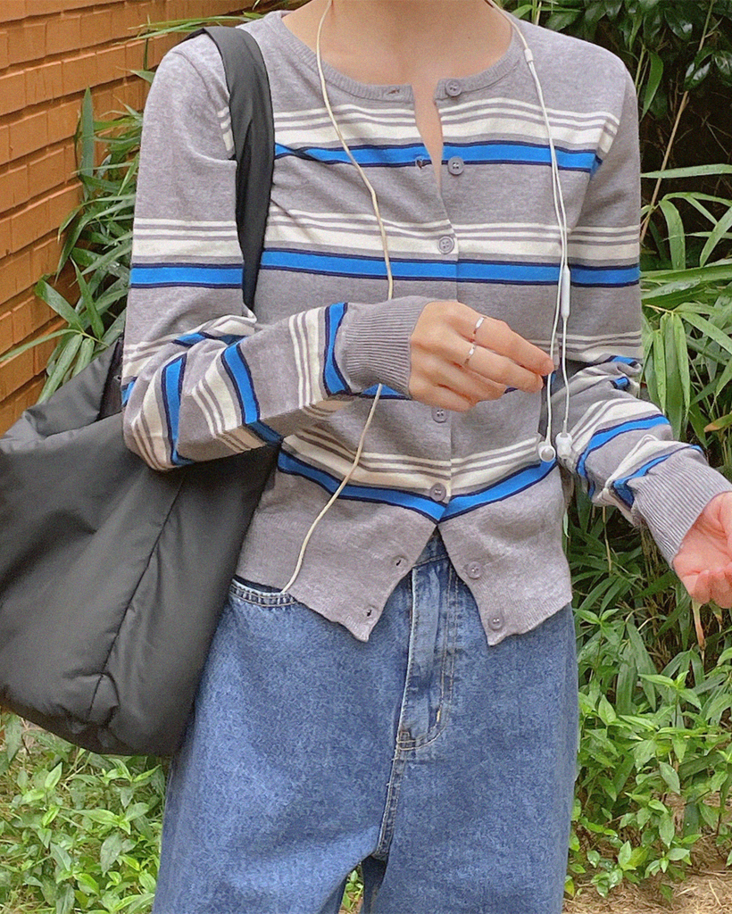 ストライプニットカーディガン | ファッション通販サイト NUGU