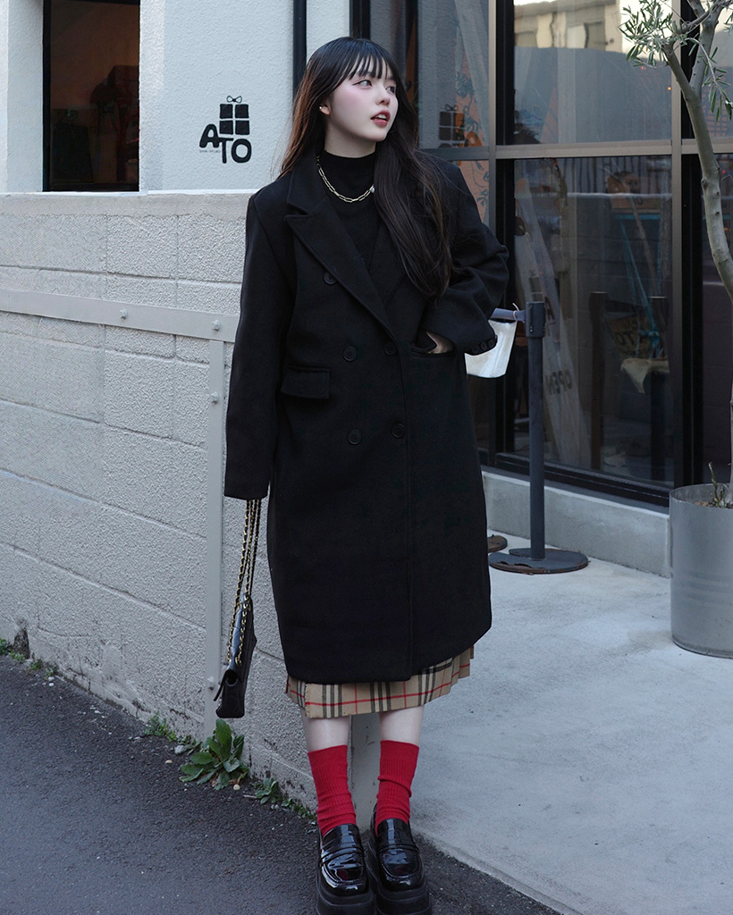 ダフルボタンロングコート