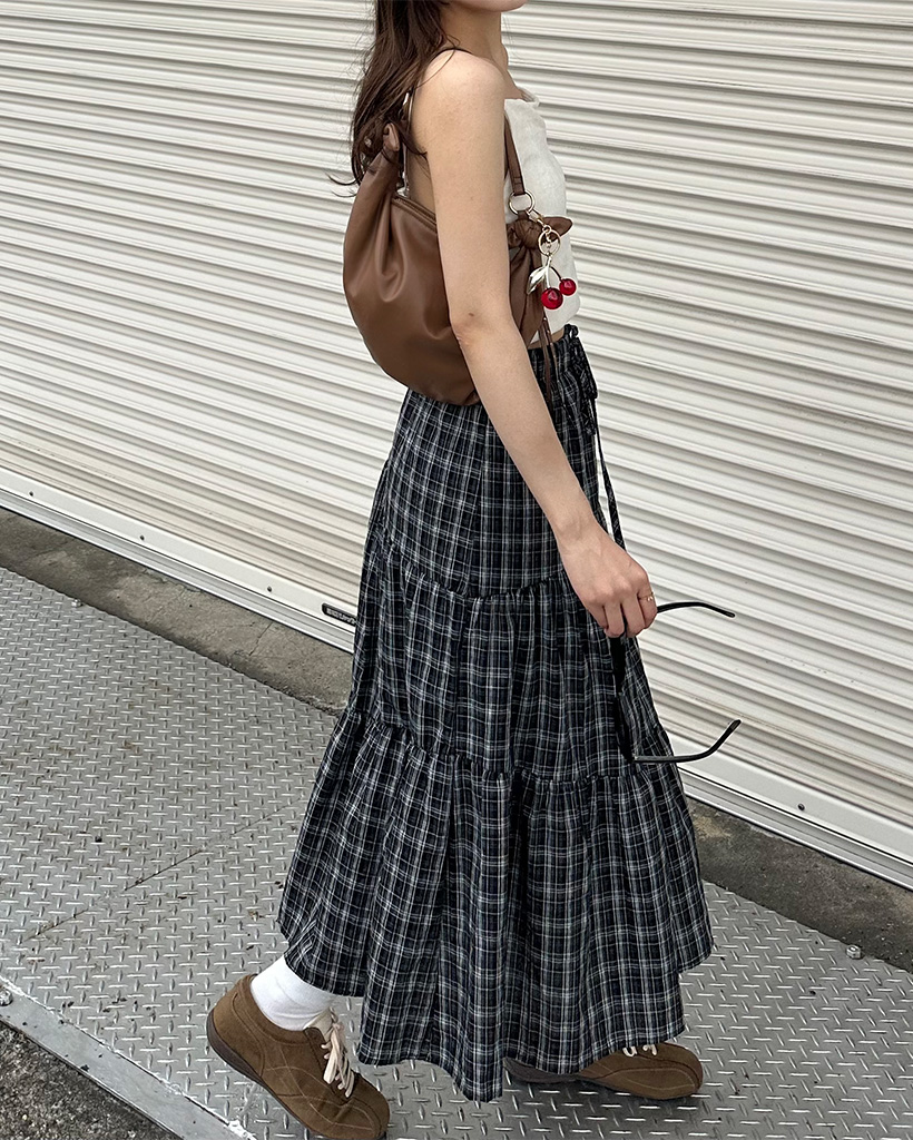チェック　フリル　ロングスカート チェックフリルロングスカート | ファッション通販サイト NUGU