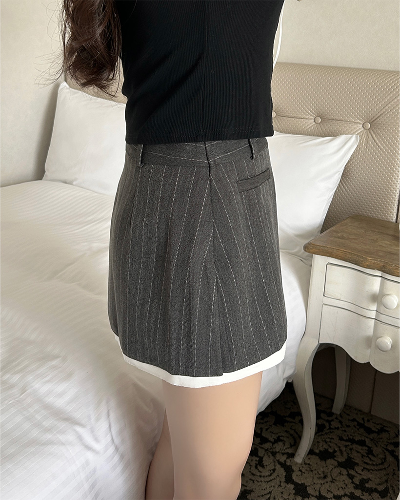 ピンストライプラップミニスカート | ファッション通販サイト NUGU