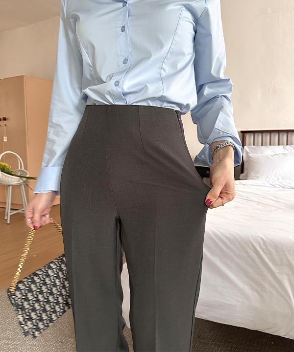 サイドジップアップハイウエストブーツカットスラックス
