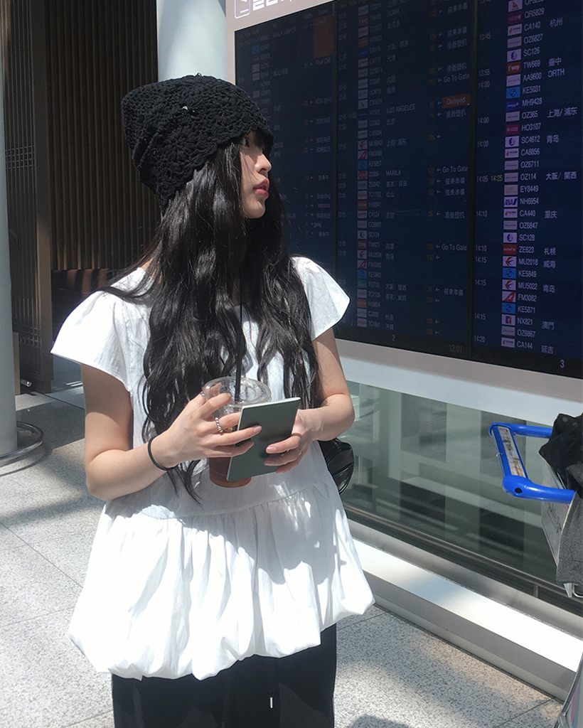 モデル購入/きれいなフィット] クロシェ編みビーニー (3color