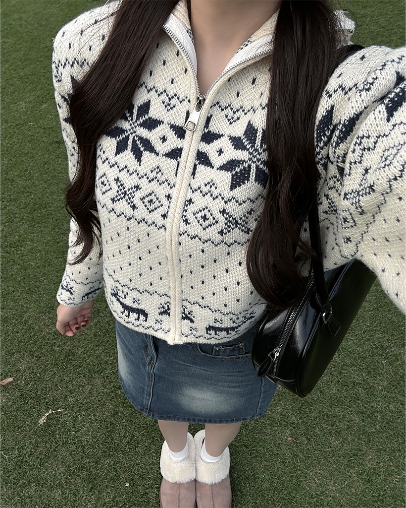 ノルディックスノーフレークニットジャケット | ファッション通販