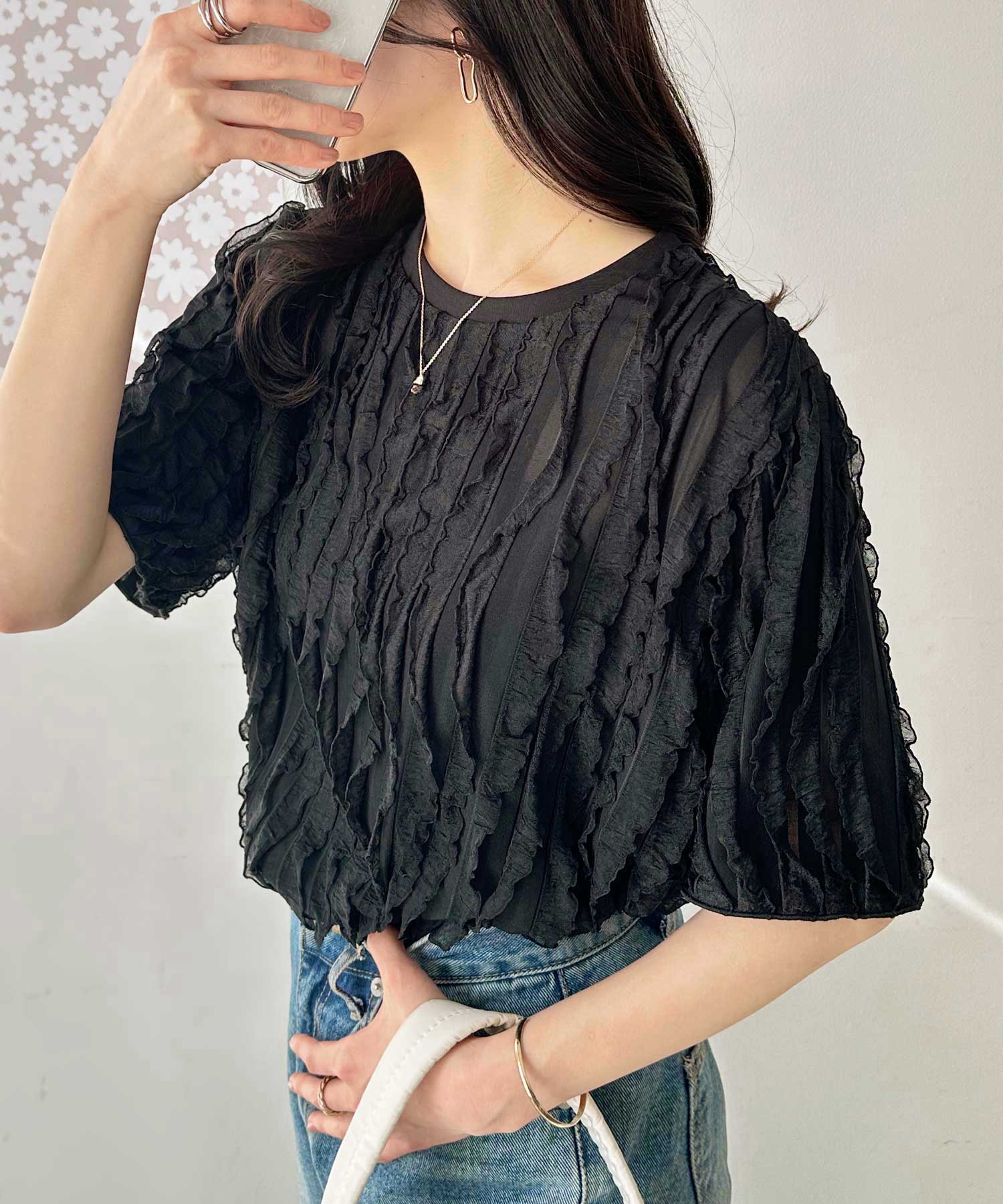 Na+H フリルカットソー Na+H フリルカットソー STRAWBERRY-FIELDS｜アシンメトリー