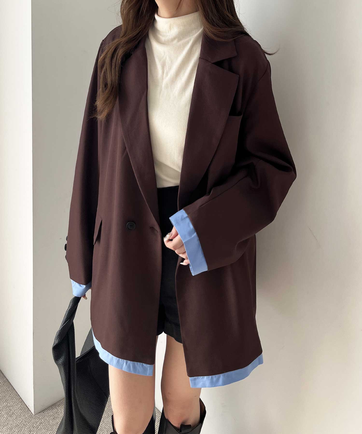 シャツレイヤードデザインダブルジャケット | ファッション通販