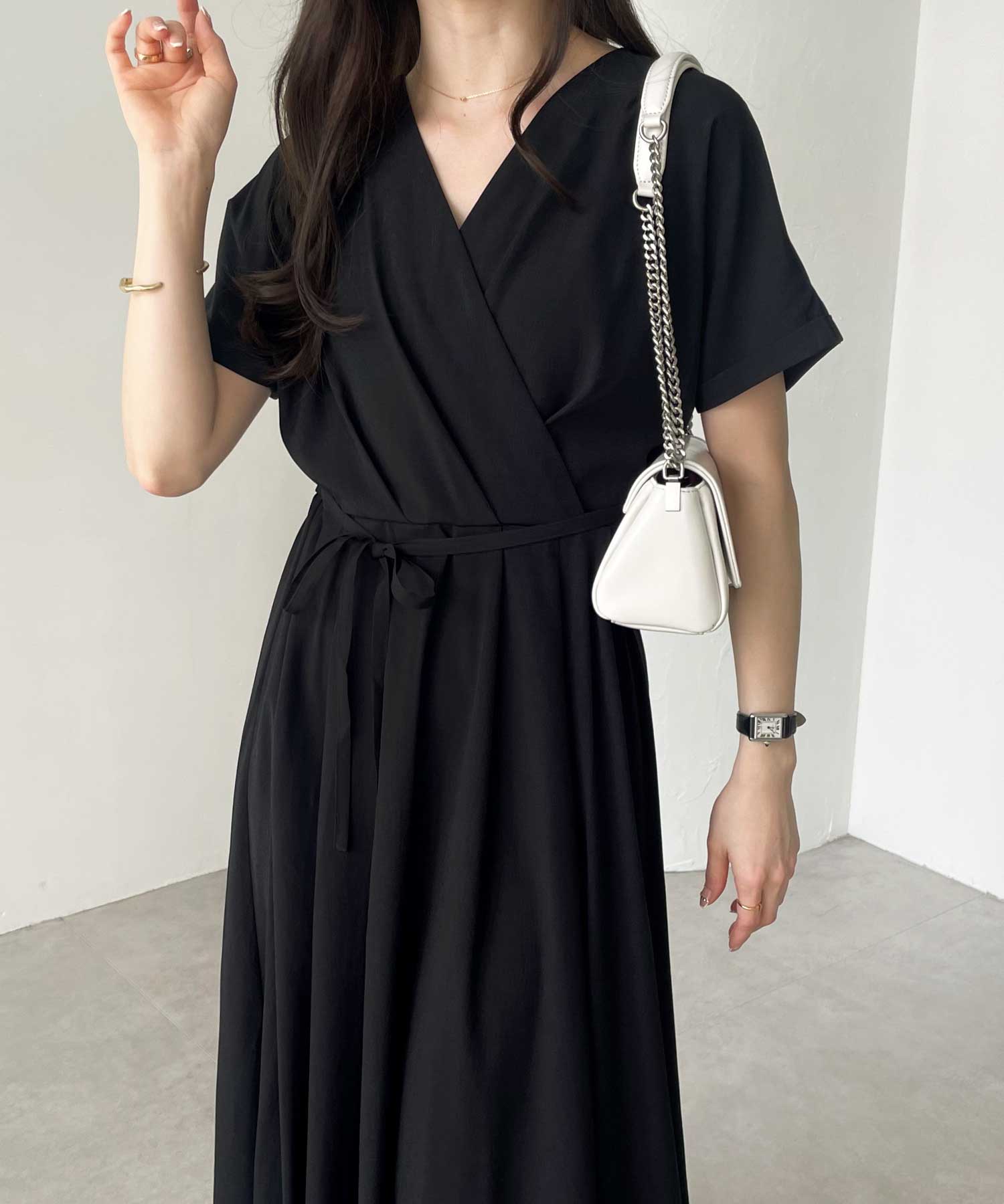 ウエストリボンカシュクールフレアワンピース | ファッション通販