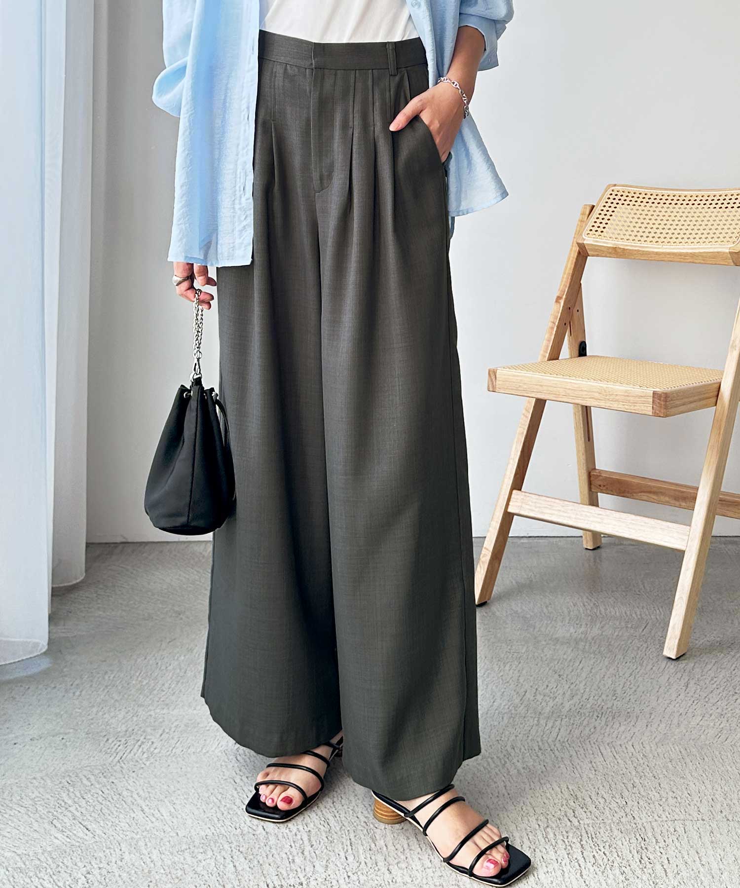夏のマストアイテム！3タックボリュームワイドスラックスパンツ