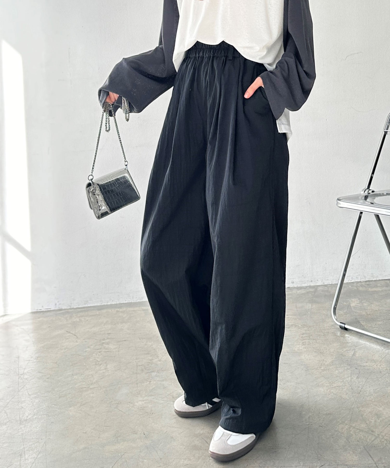 夏 にぴったり！しぼ感が可愛いダブルタックナイロンカーブイージー