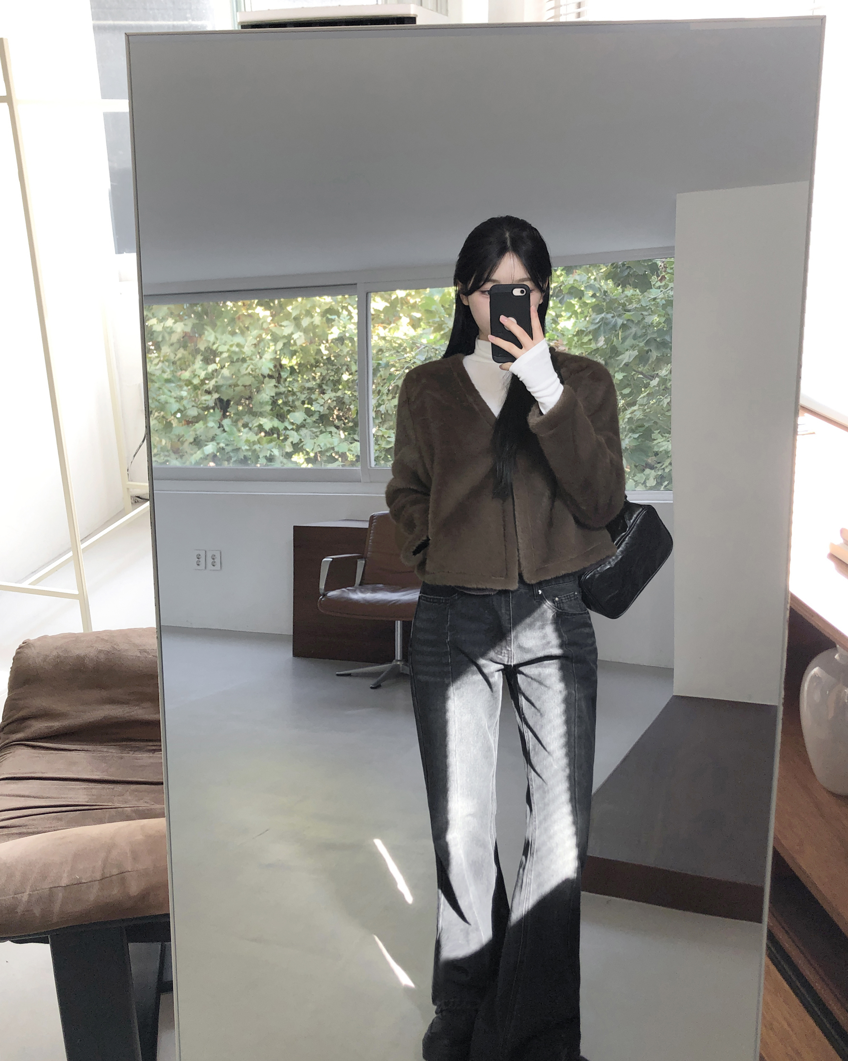 切替セミフレアデニムパンツ