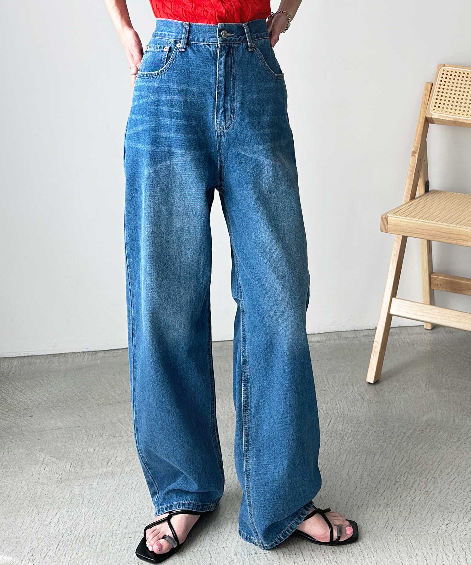 美品☆pelleqぺレック　ハイウエストバックギャザーデニムパンツ 38 美品☆pelleqぺレック ハイウエストバックギャザーデニムパンツ 38