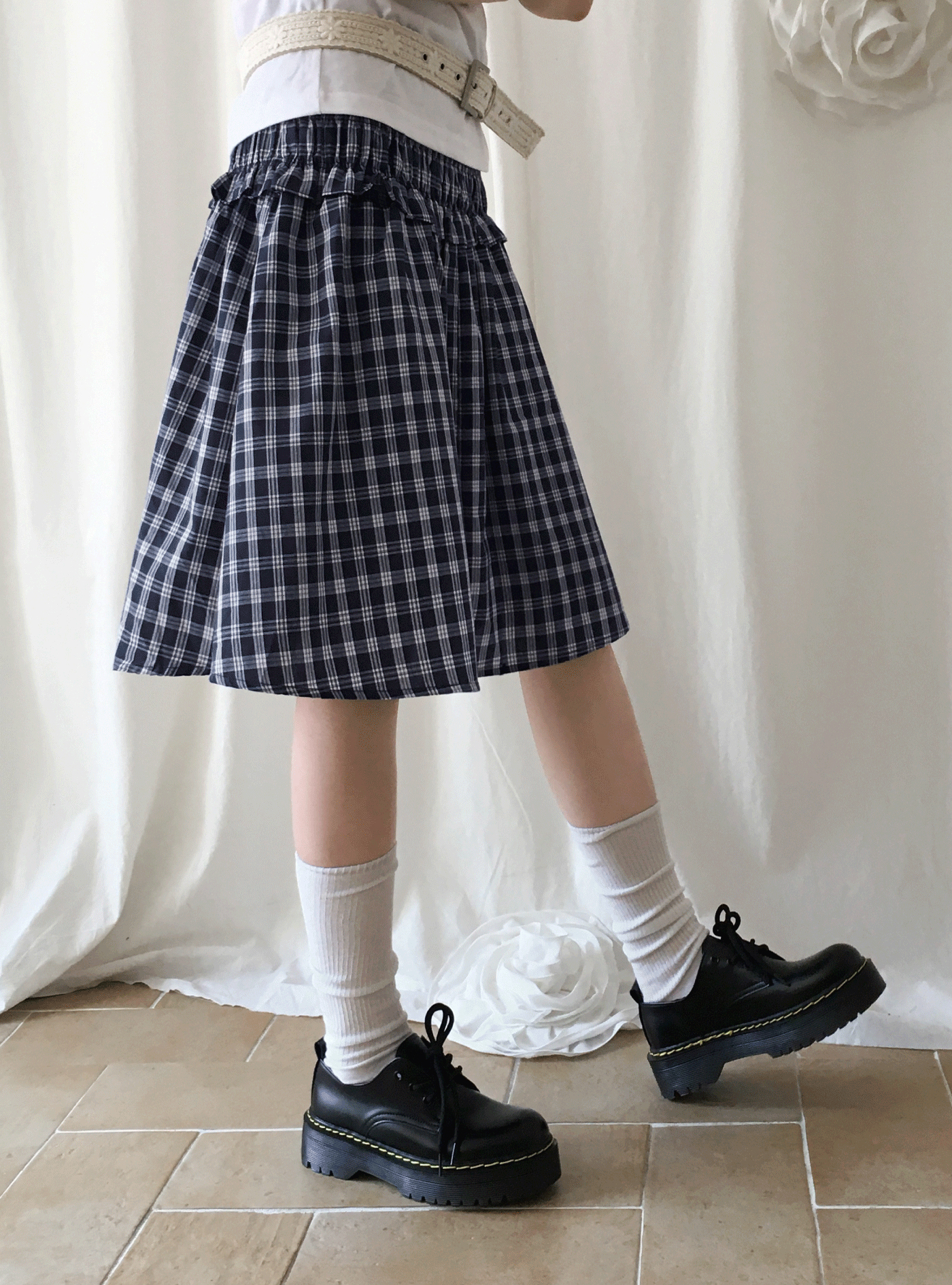 ベルト付きチェックミニプリーツスカート | ファッション通販サイト NUGU