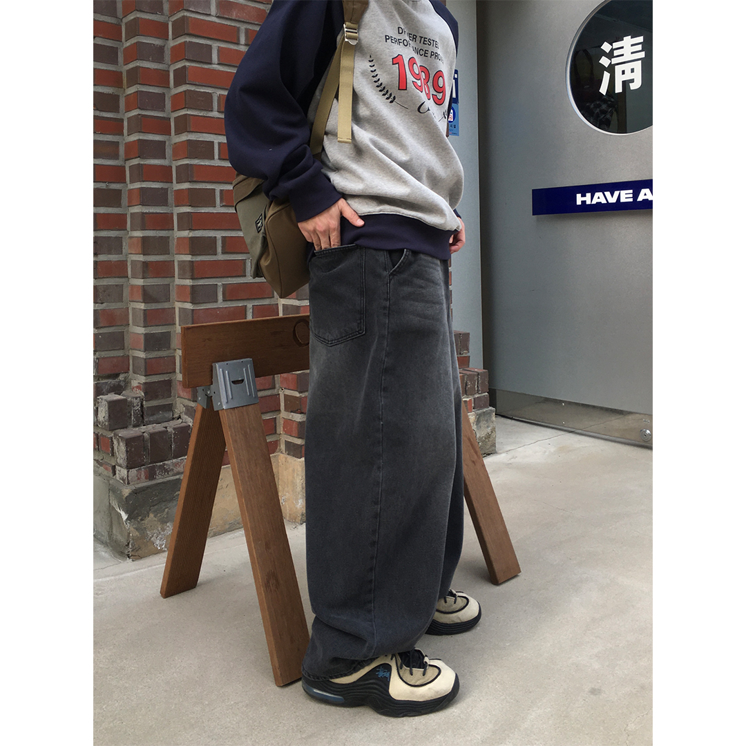 ユニセックス)オールドスクールウォッシュデニムパンツ