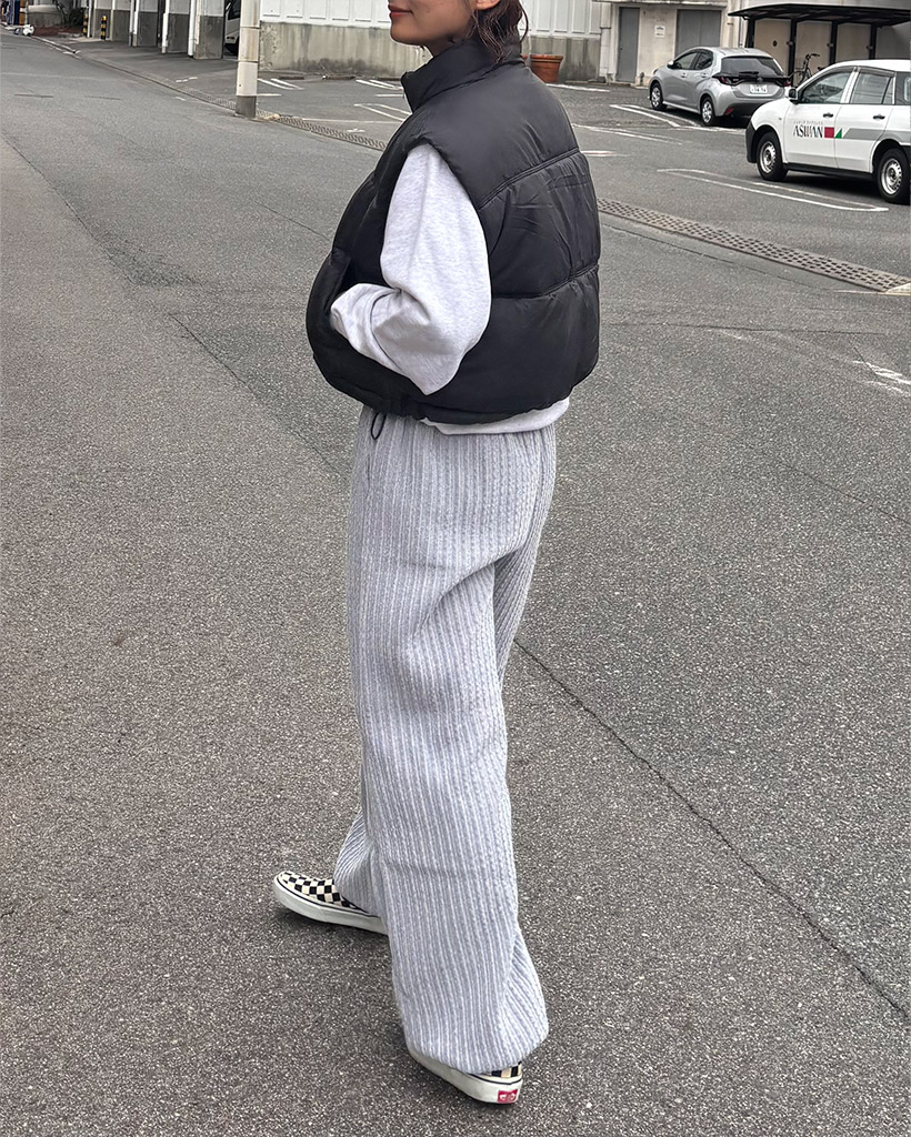 リブニットコットンパンツ