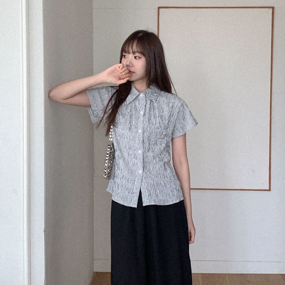 半袖L リンクルストライプ半袖シャツ | ファッション通販サイト NUGU