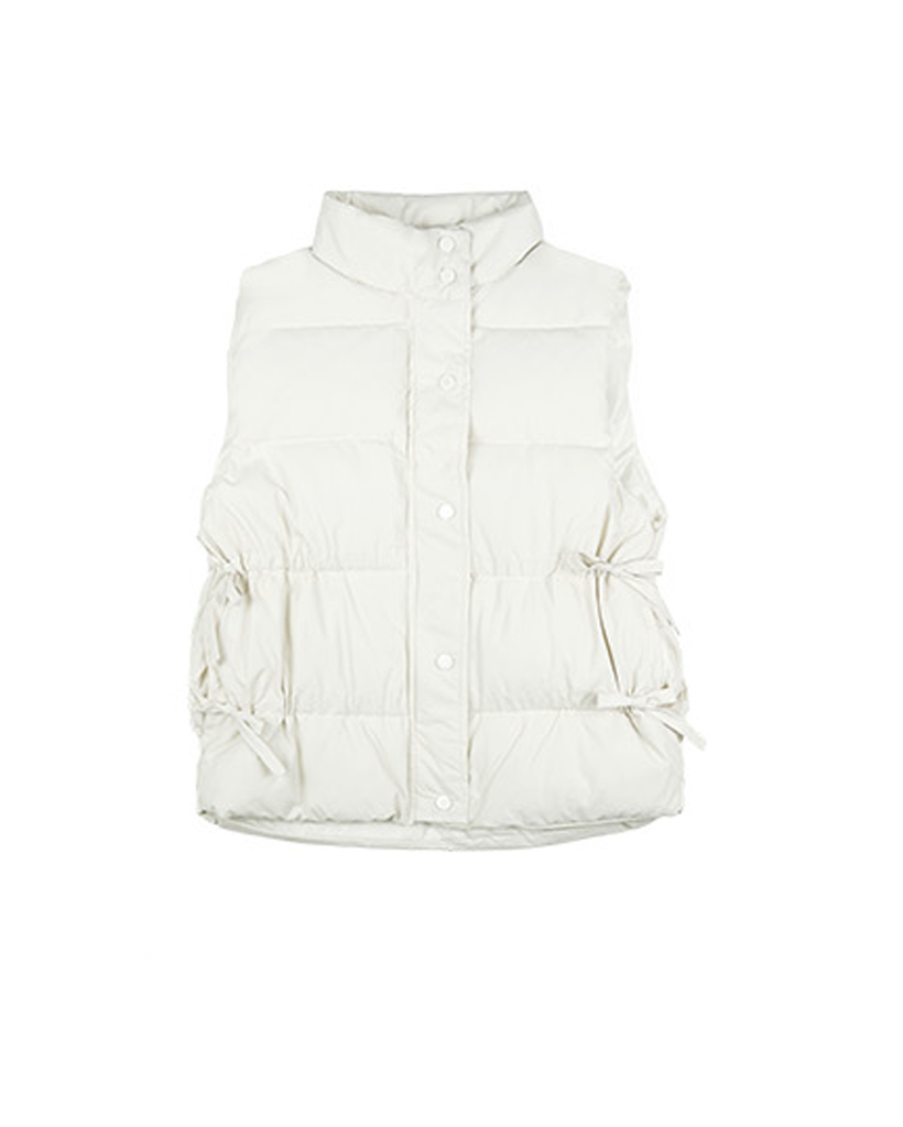 RIBBON PUFFER VEST_IVORY | ファッション通販サイト NUGU
