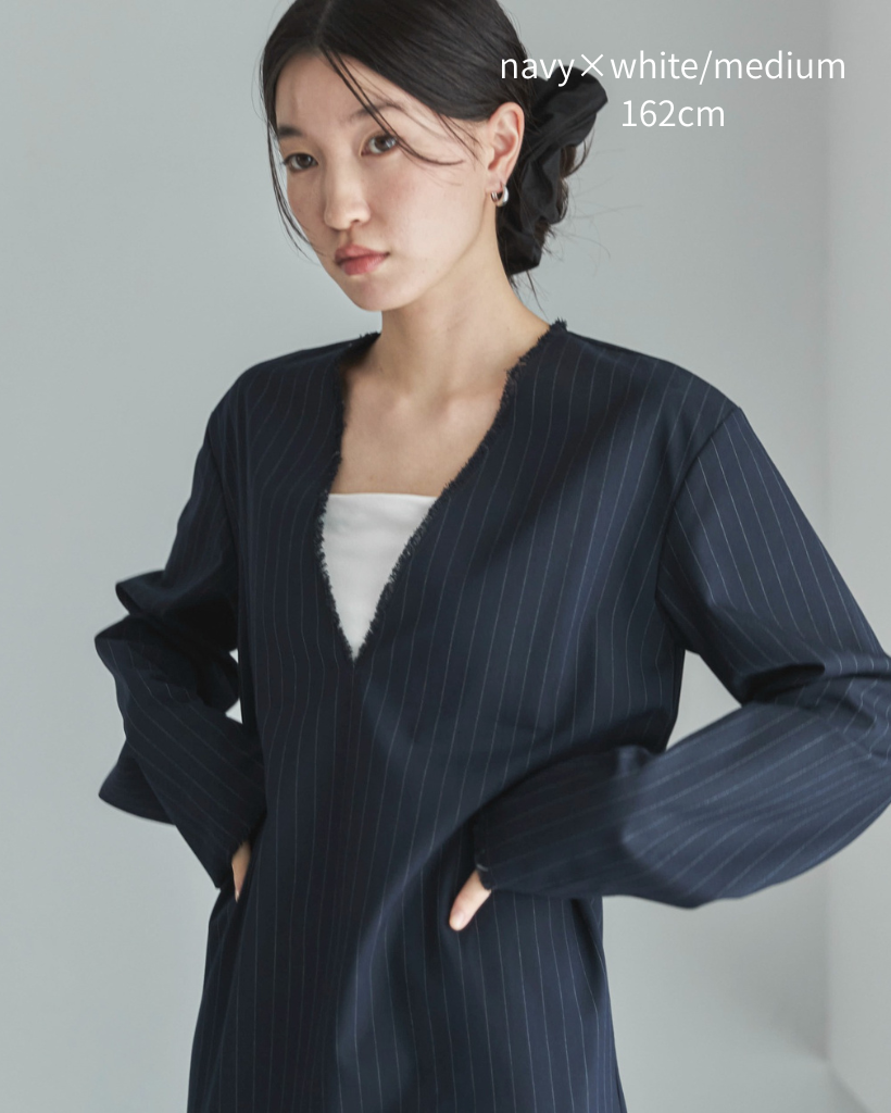 TALLサイズあり】ディープVネックペンシルロングワンピース