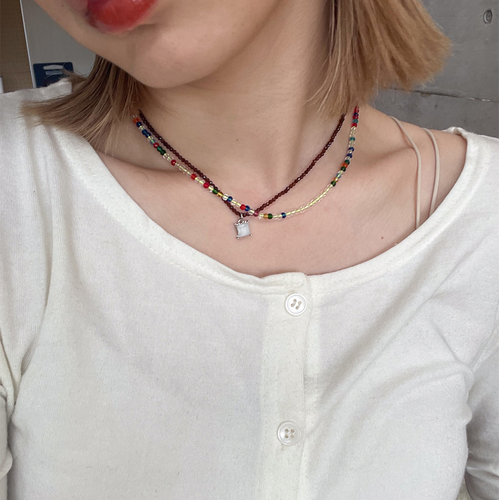 Lサイズk18無垢ビーズ2個SV925無垢ビーズ6個ネックレス 無垢ゴールドビーズ・同型の無垢シルバー | Beads NAPI