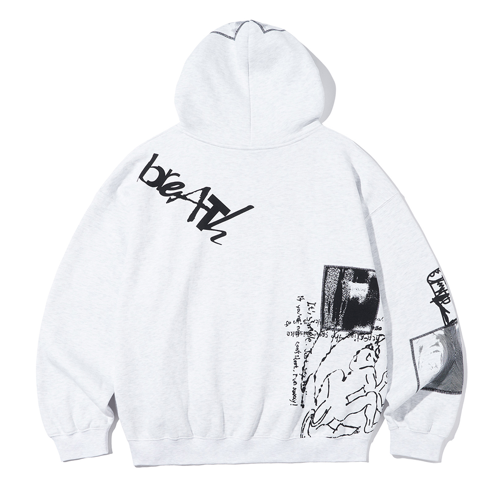 ★ BROWNBREATH★ PATCH GRAPHICS HOODIE ASH BJWMHD010AS PATCH GRAPHICS HOODIE - ASH - Brownbreath Online Store