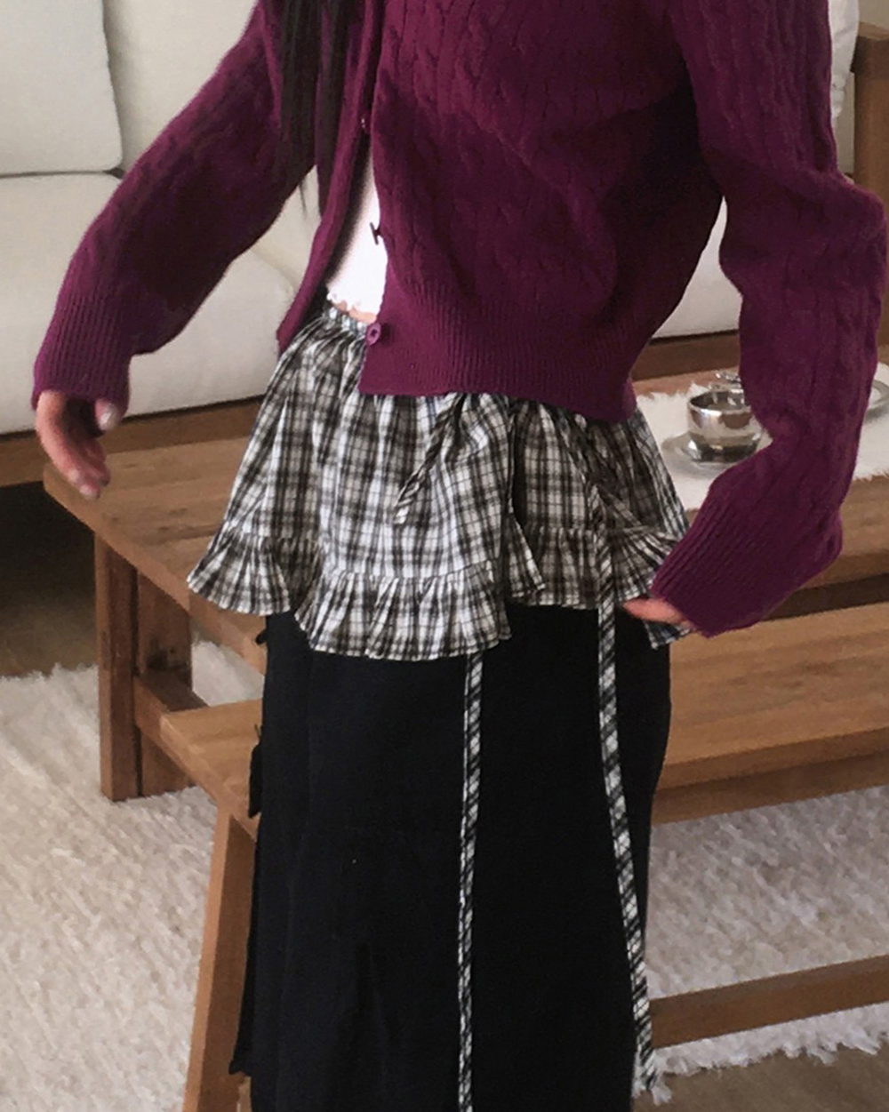 チェックレイヤードミニラップスカート | ファッション通販