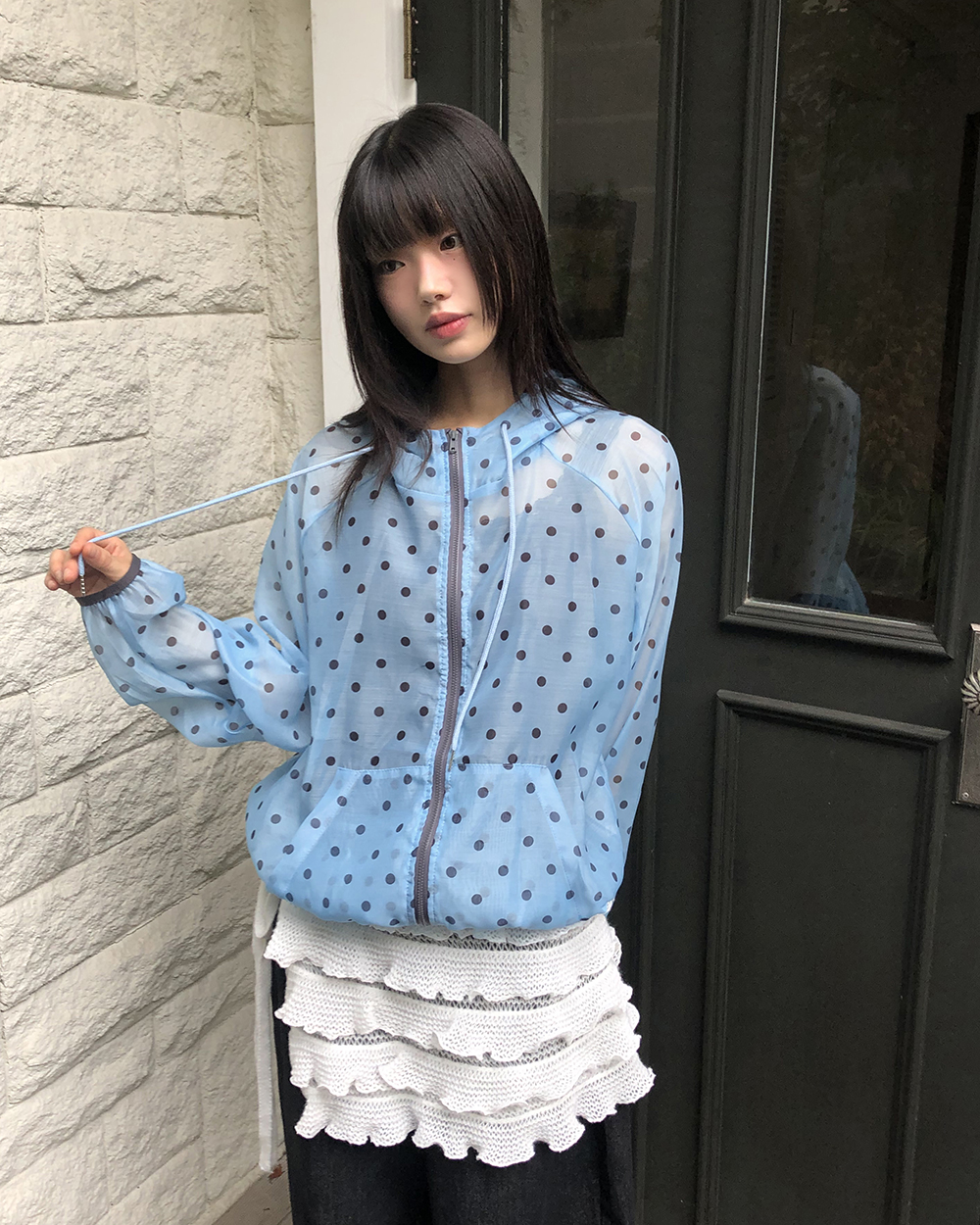 ボヘミアンズ　マウンテンパーカー　L 花柄　デニム切替　高機能　止水ジップ シースルードットマウンテンパーカー | ファッション通販サイト NUGU