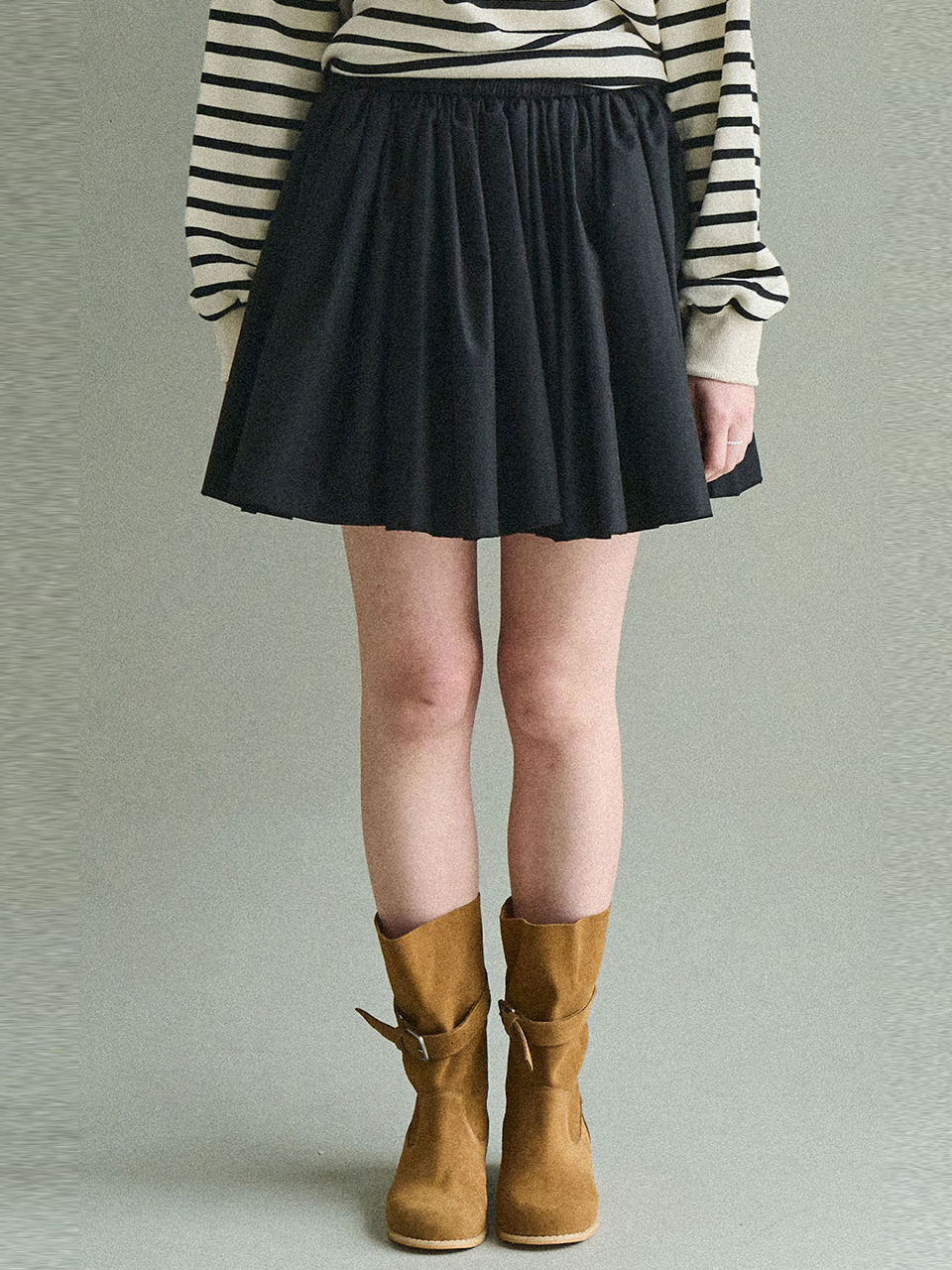 Banding flared skirt - Black