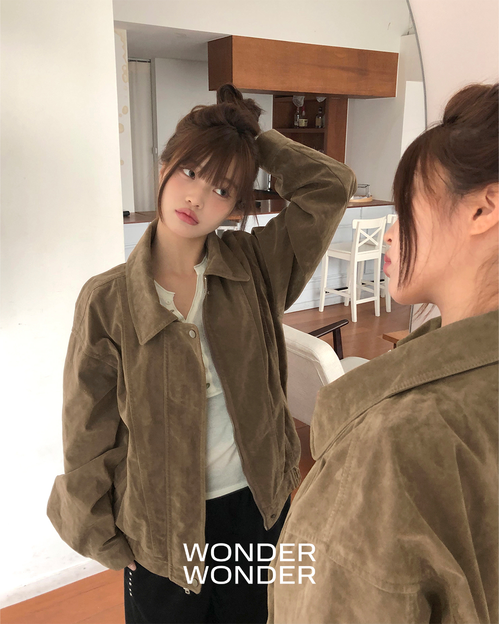 original] ヴィンテージウォッシュスリットオーバーサイズレザー