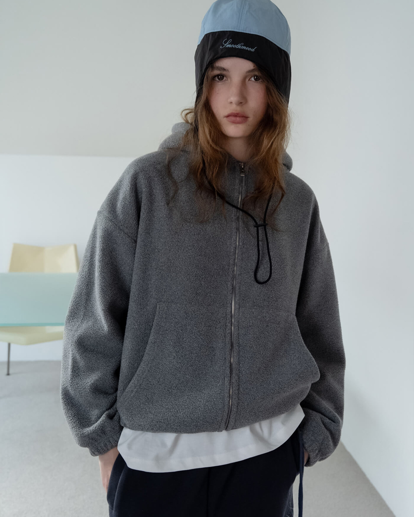 Soap Fleece Hooded Zip Up Gray